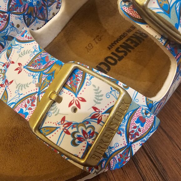 Birkenstock Birko Flor ARIZONA Boho Flowers White BNIB 1015280 ***RARE*** sz 38 - Picture 6 of 8